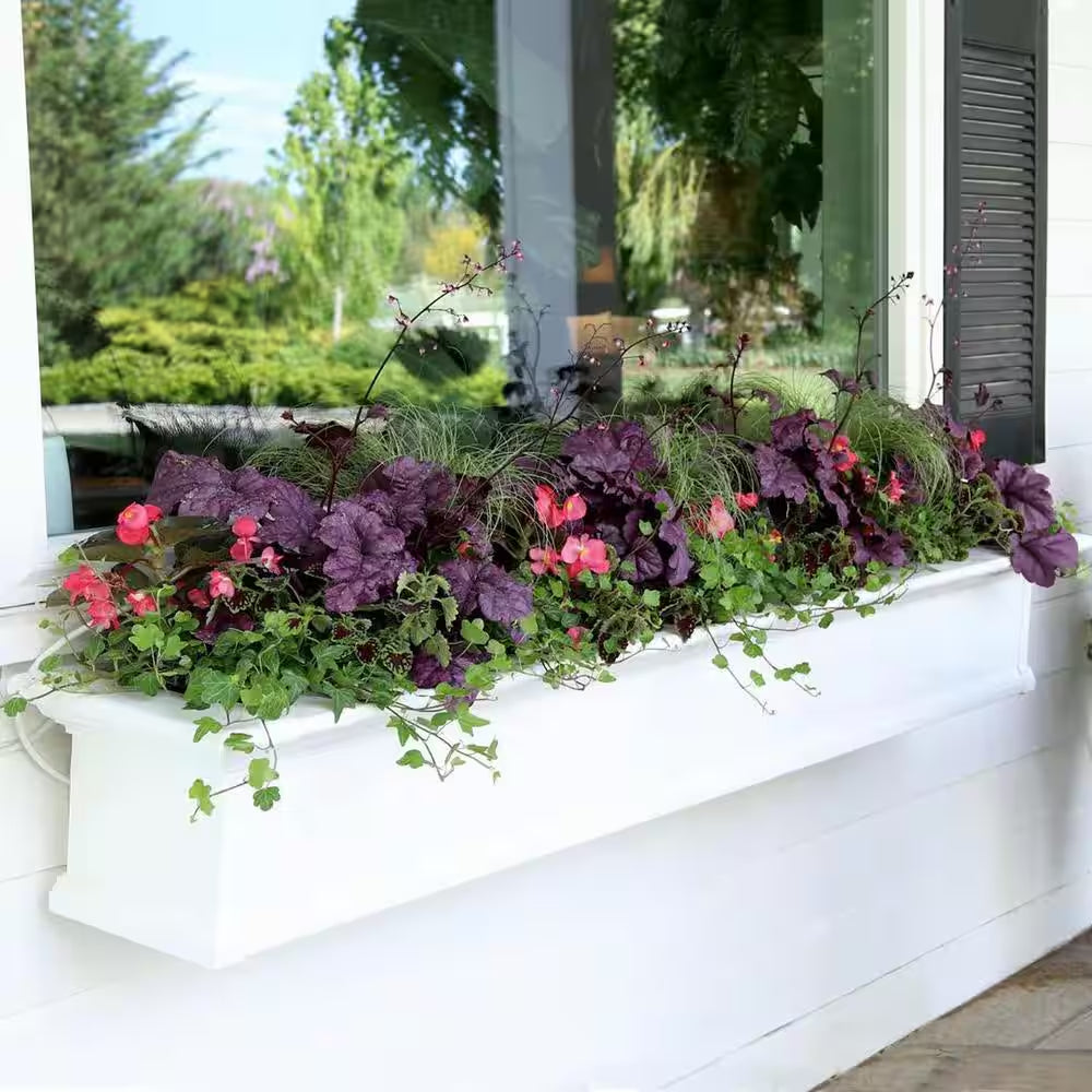 Yorkshire 84 In. X 12 In. Self Watering White Vinyl Window Box