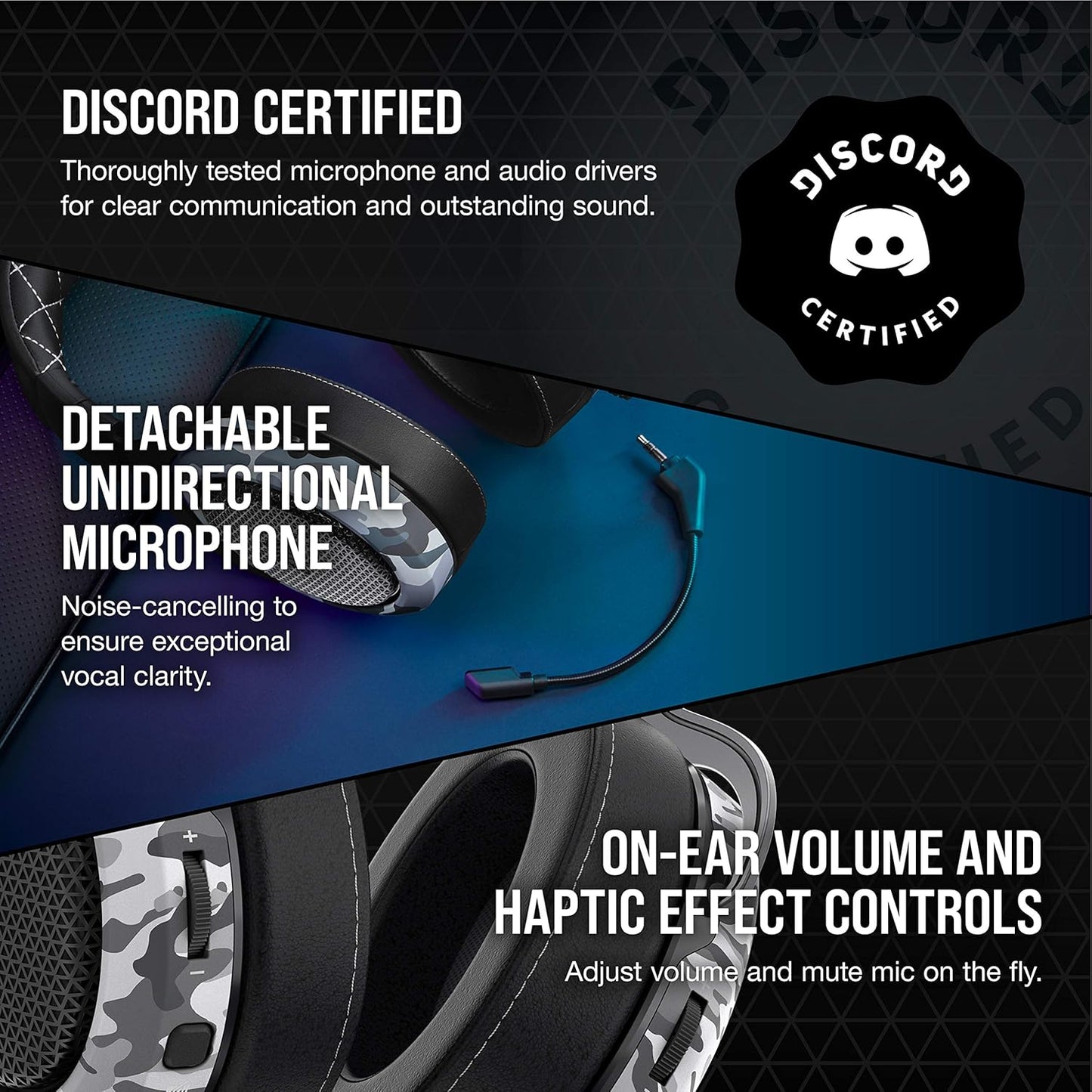 HS60 Haptic Stereo Gaming Headset with Haptic Bass, Memory Foam Earcups, Removable Microphone, Windows Sonic Compatible, Discord-Certified for PC - Arctic Camo