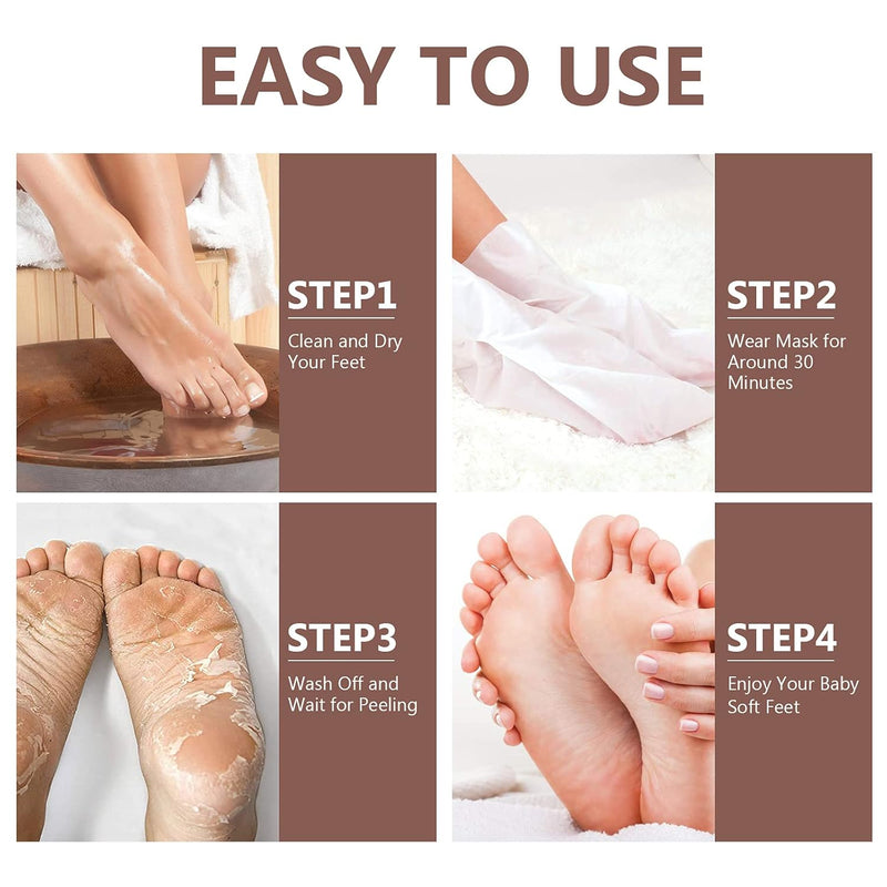 Foot Peel Mask Coconut - for Cracked Heels, Dead Skin Calluses - Removes & Repairs Rough Heels, Dry Feet, Make Your Feet Baby Soft - Natural Exfoliating Peeling Foot Mask 3 Pairs