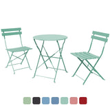 Metal 3-Piece Folding Bistro Table and Chairs Set, Outdoor Patio Dining Furniture for Small Spaces, Balcony, Mint Green