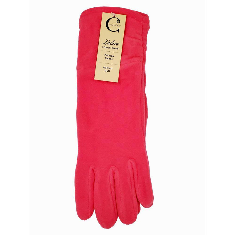 Ladies Fashion Fleece Touch Screen Gloves, Ruched Cuff