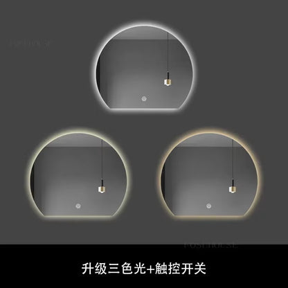 Modern Semi-Circular Smart Bath Mirrors Creative Touch Bathroom Mirror Home Bedroom Special-Shaped Makeup Mirrors with Led Light