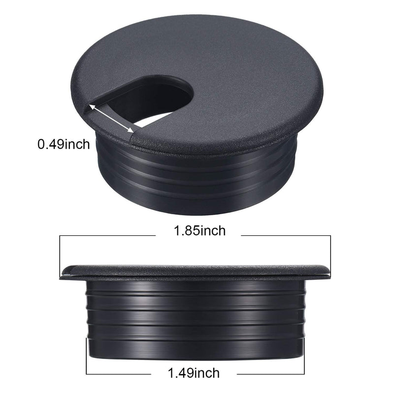 10 Packs Black Desk Cable Wire Grommet Cord, PC Computer Desk Plastic Grommet Cord, Tidy Cable Hole Cover Organizers (Black,1.5 Inch)