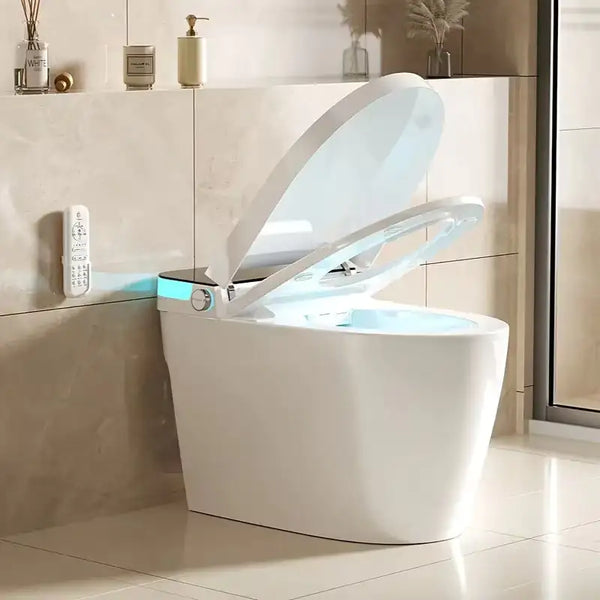 Smart Bidet Toilet For Bathrooms One Piece Toilet With Heated Bidet Seat,Foot Auto Sensor, Dual Flush, Tankless