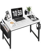 Small Computer Desk for Bedroom White Modern Writing Table for Small Spaces Kids