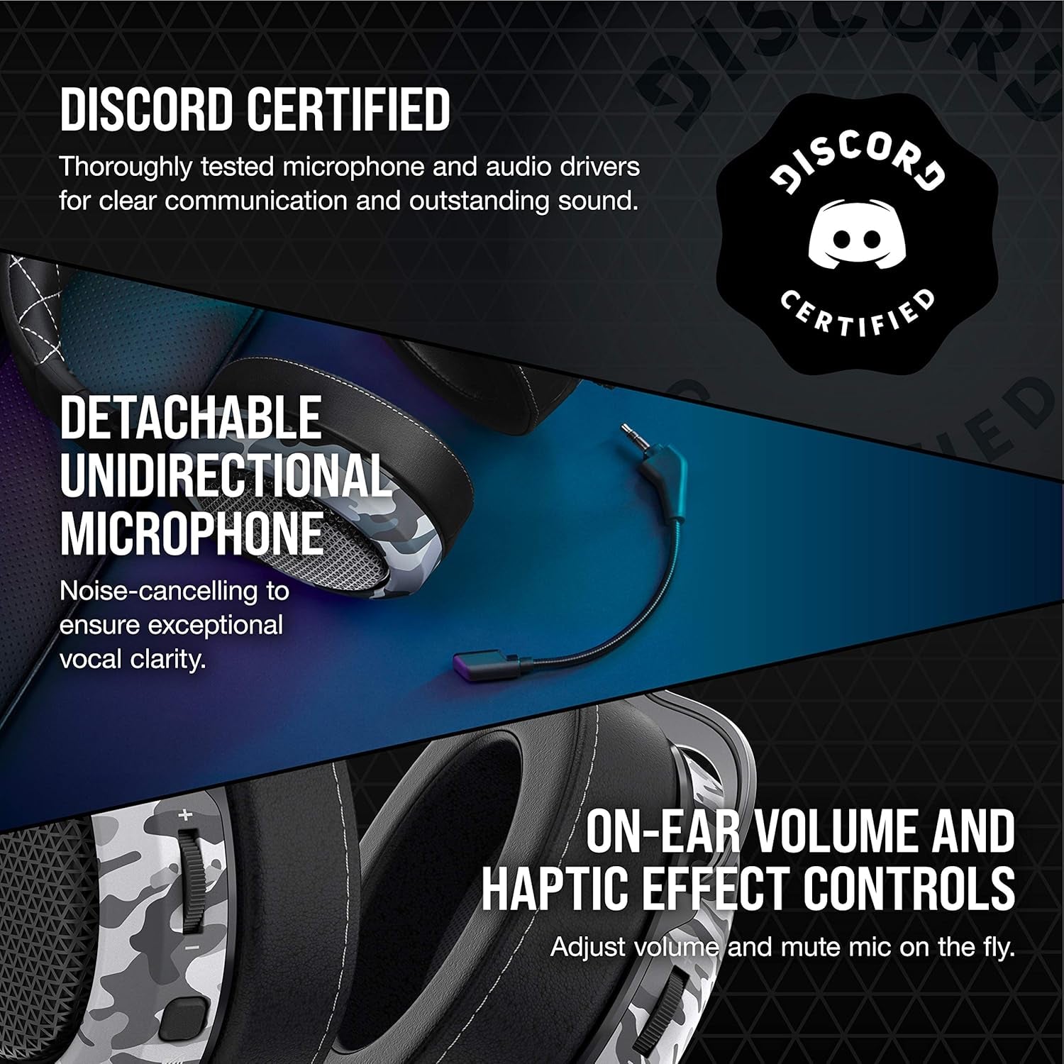 HS60 Haptic Stereo Gaming Headset with Haptic Bass, Memory Foam Earcups, Removable Microphone, Windows Sonic Compatible, Discord-Certified for PC - Arctic Camo