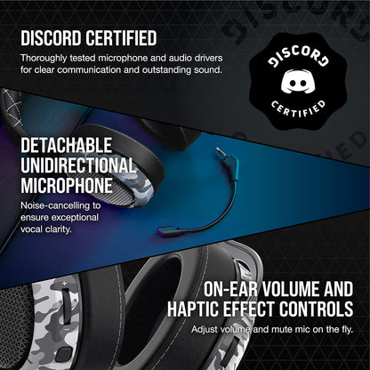 HS60 Haptic Stereo Gaming Headset with Haptic Bass, Memory Foam Earcups, Removable Microphone, Windows Sonic Compatible, Discord-Certified for PC - Arctic Camo