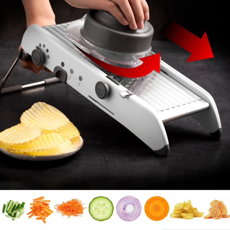 Adjustable Mandoline Slicer for Kitchen, Potato Slicer, Tomato Slicer, Carrot Slicer, Stainless Steel Veggie Chopper