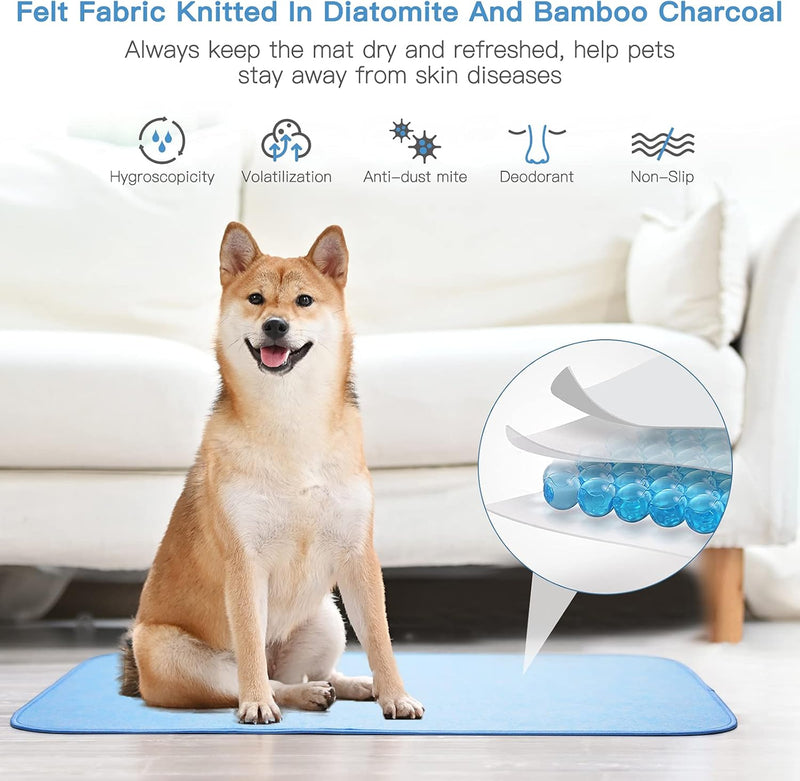 Portable Dog Cooling Mat & Summer Sleeping Pad Easy Clean Dog Bed - Waterproof, Machine Washable, Non Slip, Chew Proof, Reusable Pet Pee Pad for Dog, Cat and Rabbit. (18"X 24") S, Blue