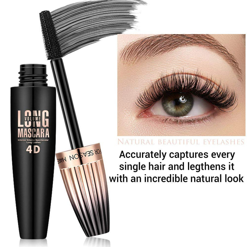 4D Silk Fiber Lash Mascara- Waterproof Mascara Black Volume and Length, Easily to Create Amazing Lashes for Thicker, Long Lasting and Curly Eyelashes