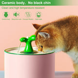 Cat Water Fountain Ceramic, 1.5L Pet Fountain Dog Water Dispenser,Indoor Automatic Pet Drinking Water Container, Cat Drinking Fountains for Cats with Replacement Filters (Pink)