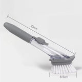 Refillable Liquid Cleaning Brush Kitchen Bowl Scrubber Cleaning Sponge Long Handle Dispenser Cleaner Tool with Dish Soap Washing