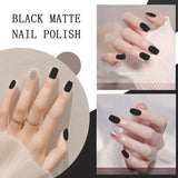 Matte Black Nail Polish, Black Nail Polish Fast Dry for Women & Men, Dark Nail Polish, Matte Top Coat Nail Polish, 12ML