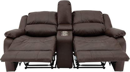 Charles 67" Double Recliner RV Sofa | Zero Wall Loveseat for Camper | Wall Hugger Couch | Fifth Wheel Theater Seating | Upgraded 2023 Fabric (Mahogany)