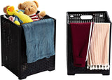 42L Collapsible Plastic Laundry Baskets,Foldable Laundry Hamper,Pack of 2 (Black)