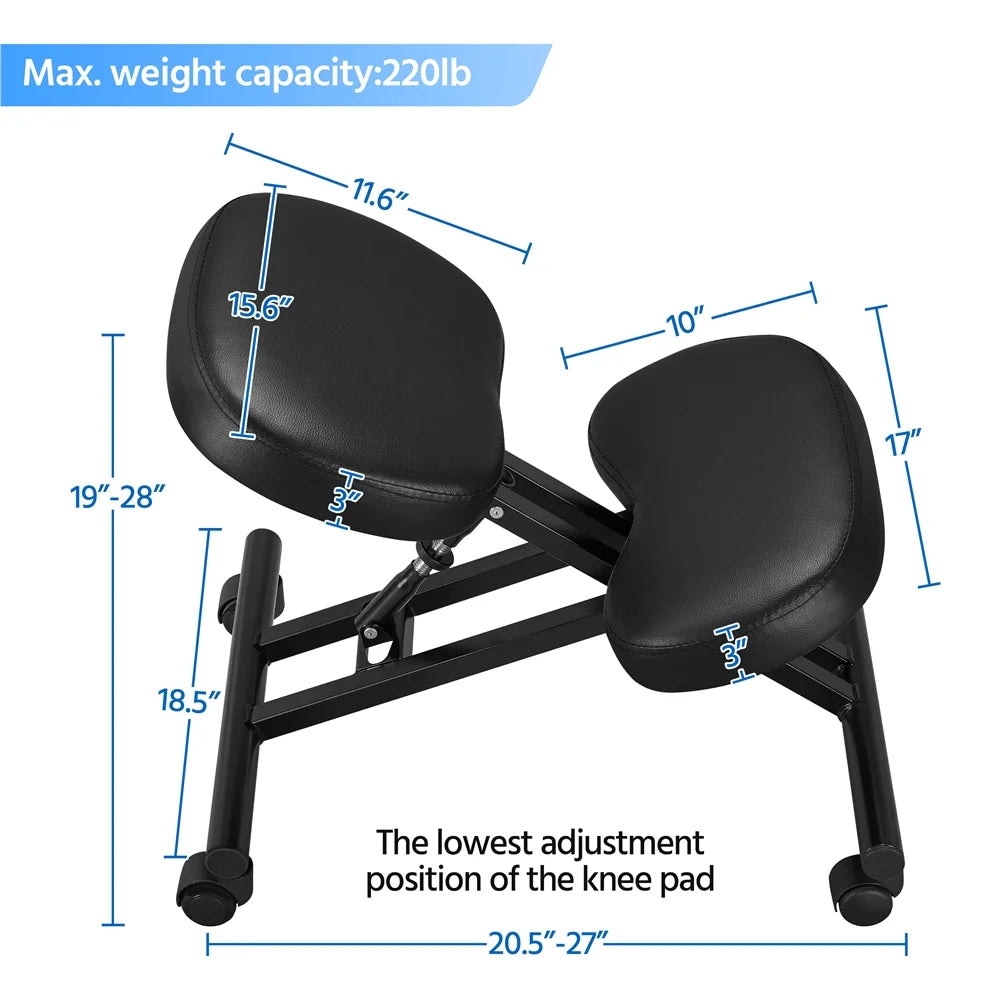 Adjustable Ergonomic Kneeling Angled Office Chair for Posture, Black