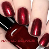 Pearl Red Gel Nail Polish, Quick Air Dry Wine Red Nail Polish, Deep Red Polish for Nails, Burgundy Nail Polish Long Wearing, Dark Red Nail Polish for Women & Girls, 12ML