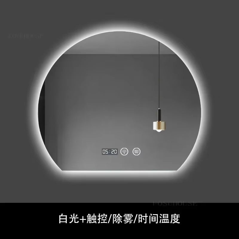 Modern Semi-Circular Smart Bath Mirrors Creative Touch Bathroom Mirror Home Bedroom Special-Shaped Makeup Mirrors with Led Light