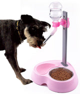 Multifunctional Automatic Feeders Dispenser - Portion Control Water Dispenser Bowl for Dogs & Cats, Mess Free, No More Dripping Beard Light Pink