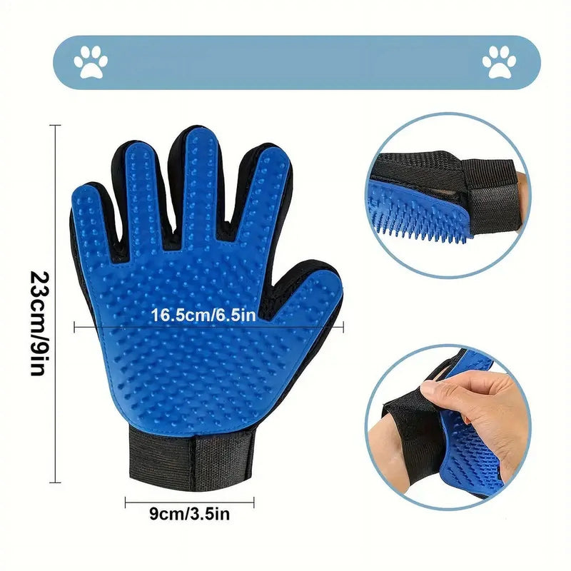 Pet Dog Grooming Brush Dog Cat Hair Remover Mitt Massage DE Shedding 1 Pair Blue Gloves for Dog - Brushes Gloves for Gentle Shedding - DE Shedding Efficient Pets Hair Remover Mittens