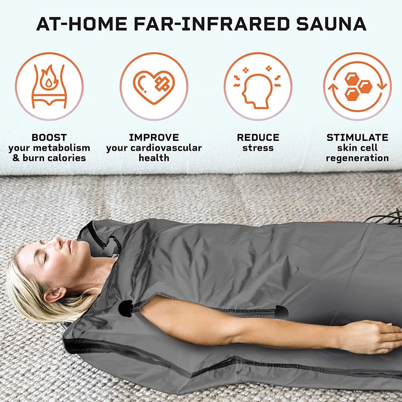 Bioremedy Portable Far-Infrared Sauna Blanket, Gray, Includes 2 Disposable Sauna Wraps