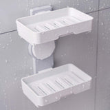 Shower Soap Holder Double Layer Soap Dish with Draining Tray Wall Mounted Soap Dish for Shower No-Drilling Rotatable