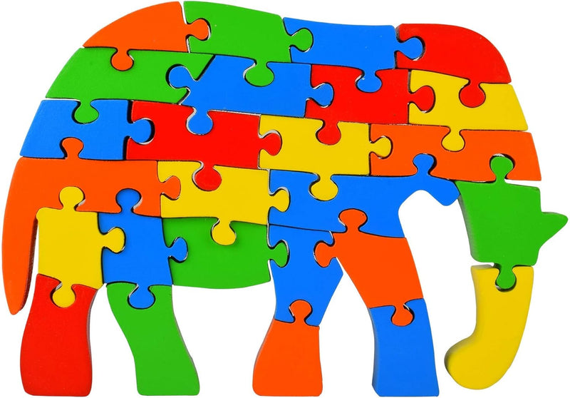 Wooden Puzzles for Kids, Elephant Multi Educational English Upper Case Alphabet Learning, Kindergarten Language Development Puzzles, Ages 3+ Years Old Preschool or Toddlers, Pack of 1