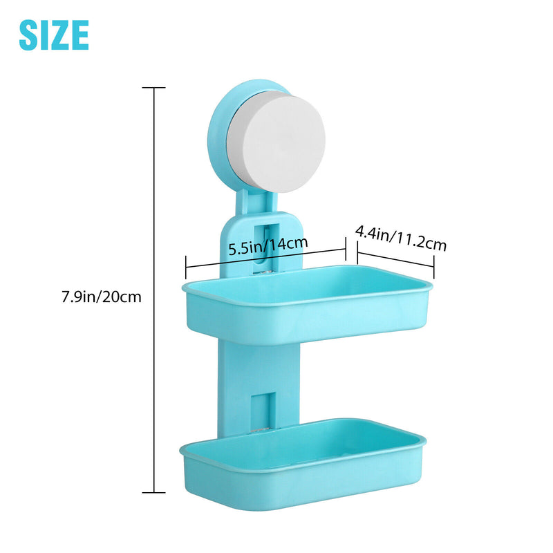 Soap Dish Holder Wall Mounted Rack Double Layer Bathroom Kitchen Shower Washing