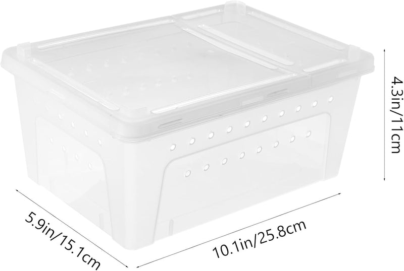 Reptile Breeding Box Plastic Spider Enclosure : Reptile Feeding Box Spider Terrarium - Transparent Hatching Container Reptile Box for Lizard Gecko, 25.8X15.1X11Cm