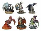 Colorful Medieval Dragon Set Figurines 6 Pcs Statue Small Sculpture Collectible