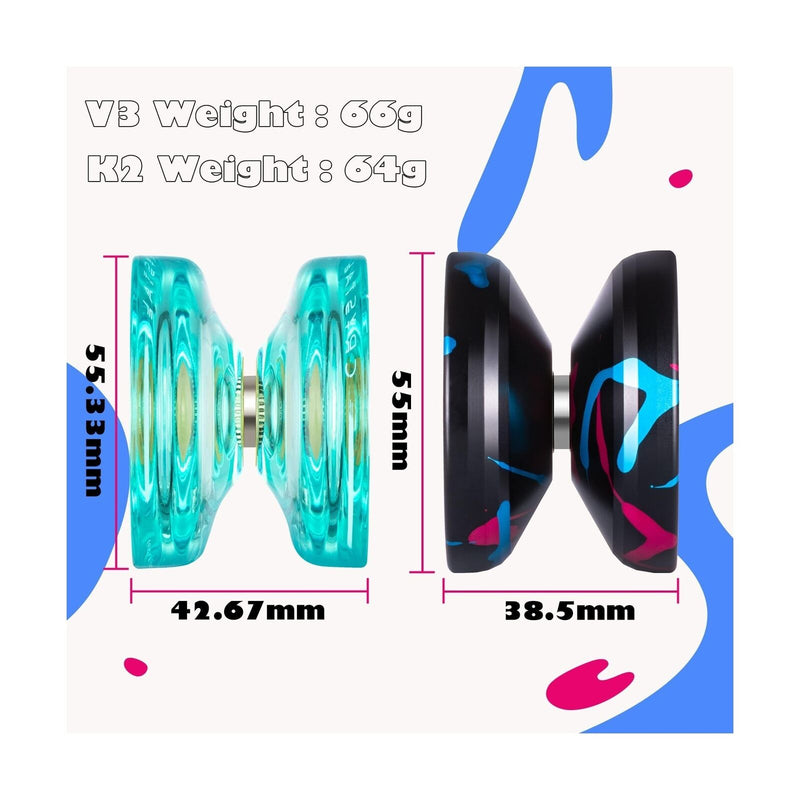 MAGICYOYO 2 Pack of Responsive Yoyo V3 and Crystal Yoyo K2, Dual Function Pro...