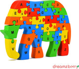 Wooden Puzzles for Kids, Elephant Multi Educational English Upper Case Alphabet Learning, Kindergarten Language Development Puzzles, Ages 3+ Years Old Preschool or Toddlers, Pack of 1