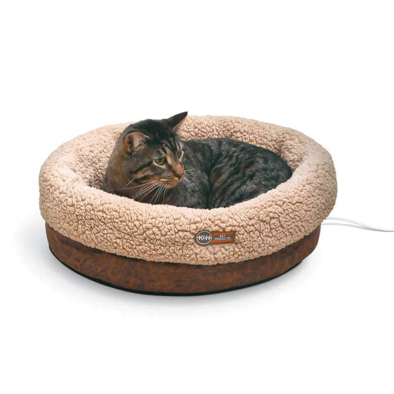 Thermo-Snuggle Cup Bomber - Indoor Heated Cat Bed Chocolate 14 X 18 Inches