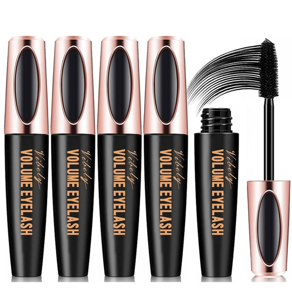 4 Pcs 4D Silk Fiber Lash Mascara Liquid Lash Extension Makeup Eye Lash Kit Luxuriously Longer Thicker Voluminous Eyelashes Waterproof Smudge-Proof Natural No Clumping Smudging Lasting All Day