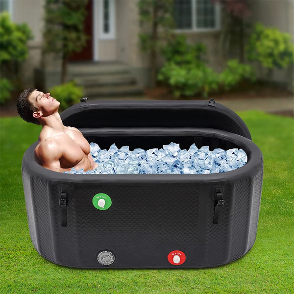 XL 150Cm/ 59'' Portable Ice Bath Tub | Cold Plunge Recovery Tub with Lid | Includes Pump, Oversized for Adults Recovery Therap