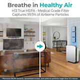 Breathesmart FLEX 700 Sq. Ft. HEPA Console Air Purifier with Pure Filter for Allergens, Dust and Mold in Whites