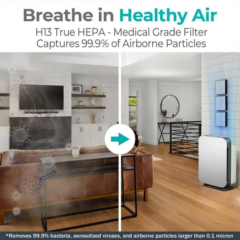 Breathesmart FLEX 700 Sq. Ft. HEPA Console Air Purifier with Pure Filter for Allergens, Dust and Mold in Whites