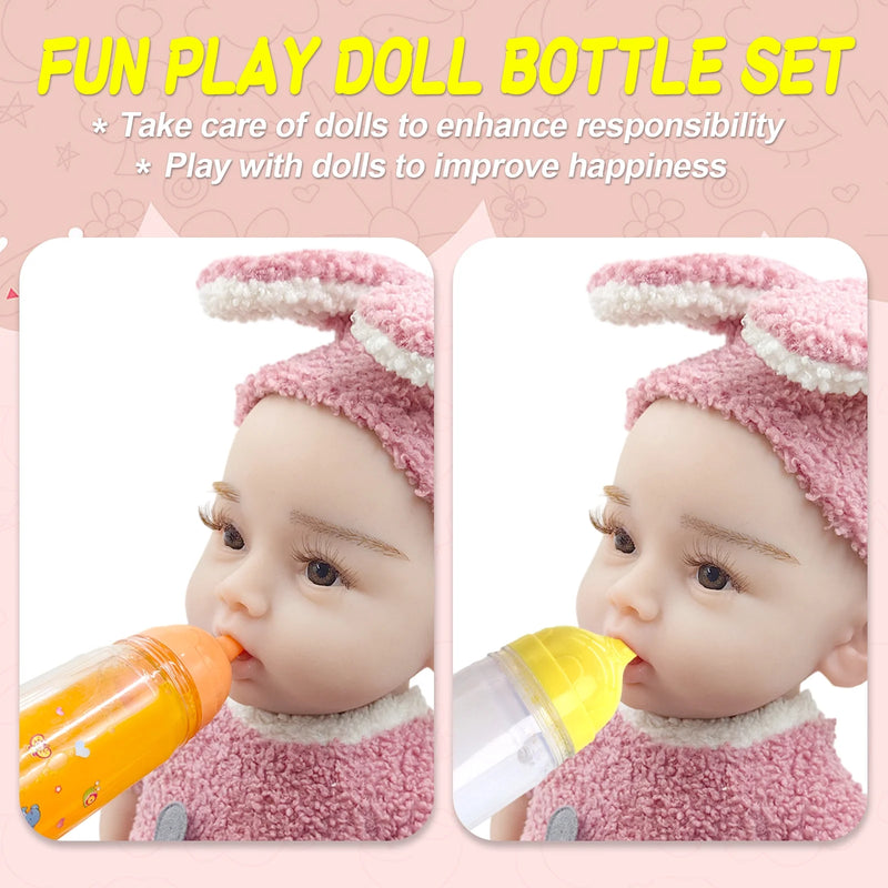 Magic Baby Doll Bottles Children'S Toy Accessorie 2 PCS Milk & Juice Bottle