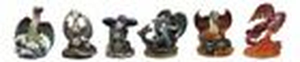 Colorful Medieval Dragon Set Figurines 6 Pcs Statue Small Sculpture Collectible