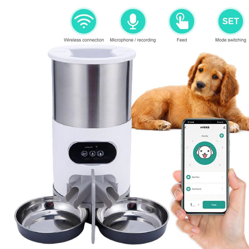 Smartpaws Remote-Controlled Pet Feeder: Automatic Food Dispenser with App Control and Voice Recording