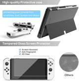 Accessories Bundle Compatible with Switch OLED Incuding Carrying Storage Case, Charging Dock, Protective Cover, Screen Protector, Handle Grips, Holder Stand, Thumb Grips & More - Black