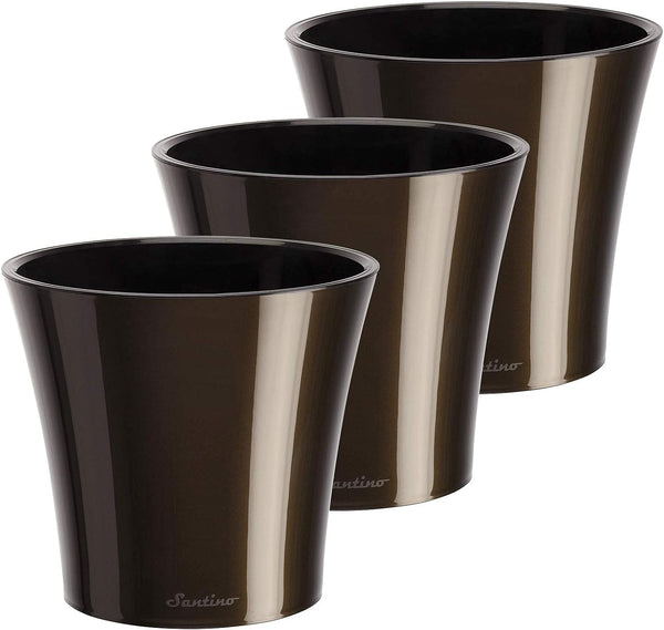 - 3 Pack - 8.6 Inch - Self Watering Planter - Indoor Flower Pot for All House Plants, Flowers, Herbs (Diameter 8.6", Black Gold/Black)