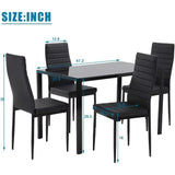 Glass Dining Table Set for Small Spaces Kitchen Table and Chairs for 4 Table with Chairs Home Furniture Rectangular Modern