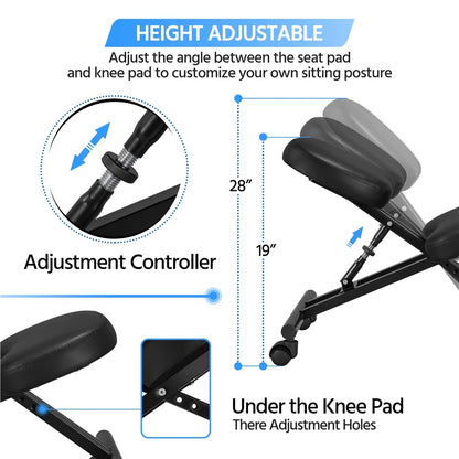 Adjustable Ergonomic Kneeling Angled Office Chair for Posture, Black
