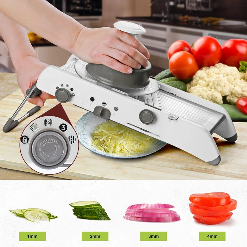 Adjustable Mandoline Slicer for Kitchen, Potato Slicer, Tomato Slicer, Carrot Slicer, Stainless Steel Veggie Chopper