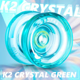 K2 Crystal Yoyo Responsive Yoyo for Kids, Yoyo Professional Fingerspin Trick, Dual Purpose Yo Yo with Extra Unresponsive Yoyo Bearing for Advanced+12 Yo Yo Strings+Yo-Yo Storage Bag (Green)