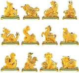 Chinese Zodiac Ox Golden Resin Collectible Figurines Table Decor Statue