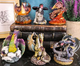 Colorful Medieval Dragon Set Figurines 6 Pcs Statue Small Sculpture Collectible