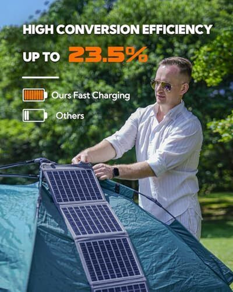 Foldable Solar Panel, 60W Portable Solar Panels Folding Solar Charger With