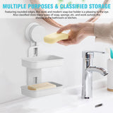 Soap Dish Holder Wall Mounted Rack Double Layer Bathroom Kitchen Shower Washing